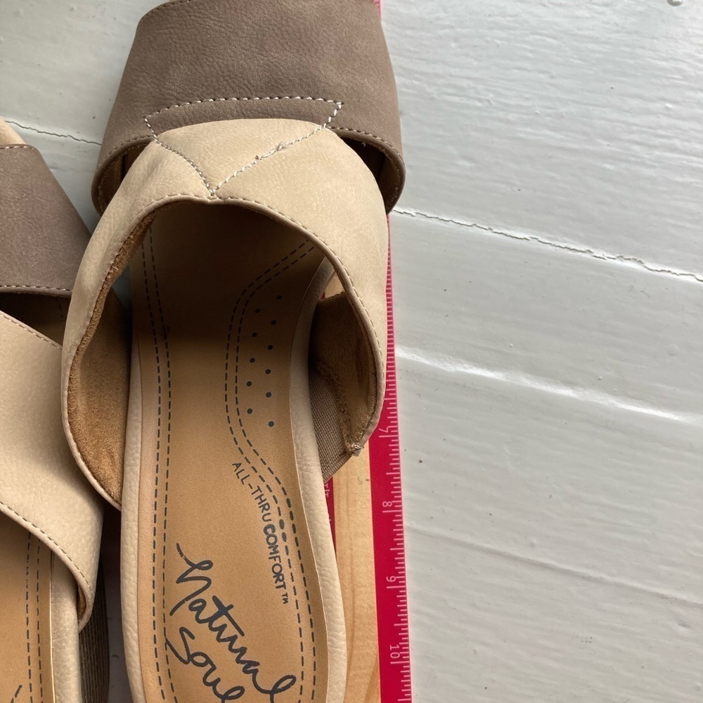 Natural Soul Dedee Brown Slide Sandal Womens 10 Faux Leather Open Toe Bl… - Picture 8 of 11